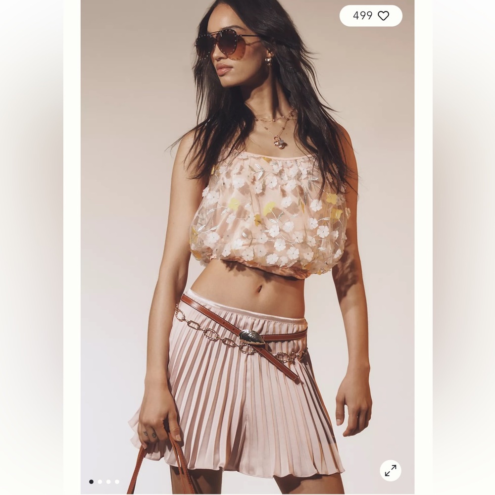 By Anthropologie Silky Plissé Shorts